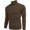 imageCOOFANDY Mens Ribbed Slim Fit Knitted Pullover Casual Turtleneck SweaterDark Brown