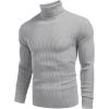 imageCOOFANDY Mens Ribbed Slim Fit Knitted Pullover Casual Turtleneck SweaterGrey