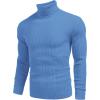 imageCOOFANDY Mens Ribbed Slim Fit Knitted Pullover Casual Turtleneck SweaterLight Blue