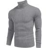 imageCOOFANDY Mens Ribbed Slim Fit Knitted Pullover Casual Turtleneck SweaterMedium Grey