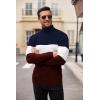 imageCOOFANDY Mens Ribbed Slim Fit Knitted Pullover Casual Turtleneck SweaterNavy  Wine Red