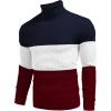 imageCOOFANDY Mens Ribbed Slim Fit Knitted Pullover Casual Turtleneck SweaterNavy  Wine Red