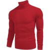 imageCOOFANDY Mens Ribbed Slim Fit Knitted Pullover Casual Turtleneck SweaterRed