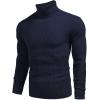 imageCOOFANDY Mens Ribbed Slim Fit Knitted Pullover Casual Turtleneck SweaterSapphire