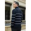 imageCOOFANDY Mens Ribbed Slim Fit Knitted Pullover Casual Turtleneck SweaterStripedblack