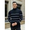 imageCOOFANDY Mens Ribbed Slim Fit Knitted Pullover Casual Turtleneck SweaterStripedblack