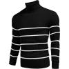 imageCOOFANDY Mens Ribbed Slim Fit Knitted Pullover Casual Turtleneck SweaterStripedblack
