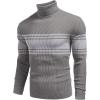 imageCOOFANDY Mens Ribbed Slim Fit Knitted Pullover Casual Turtleneck SweaterStripedgrey