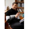 imageCOOFANDY Mens Ribbed Slim Fit Knitted Pullover Casual Turtleneck SweaterWhite  Black