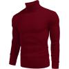 imageCOOFANDY Mens Ribbed Slim Fit Knitted Pullover Casual Turtleneck SweaterWine Red