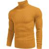 imageCOOFANDY Mens Ribbed Slim Fit Knitted Pullover Casual Turtleneck SweaterYellow