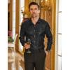 imageCOOFANDY Mens Silk Satin Dress Shirt Long Sleeve Floral Printed Shirt Paisley Button Down Shirts for Wedding Party PromBlack