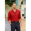 imageCOOFANDY Mens Silk Satin Dress Shirt Long Sleeve Floral Printed Shirt Paisley Button Down Shirts for Wedding Party PromBright Red