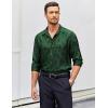 imageCOOFANDY Mens Silk Satin Dress Shirt Long Sleeve Floral Printed Shirt Paisley Button Down Shirts for Wedding Party PromGreen