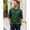 imageCOOFANDY Mens Silk Satin Dress Shirt Long Sleeve Floral Printed Shirt Paisley Button Down Shirts for Wedding Party PromGreen