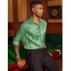 imageCOOFANDY Mens Silk Satin Dress Shirt Long Sleeve Floral Printed Shirt Paisley Button Down Shirts for Wedding Party PromLight Green