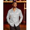 imageCOOFANDY Mens Silk Satin Dress Shirt Long Sleeve Floral Printed Shirt Paisley Button Down Shirts for Wedding Party PromLight Grey