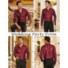 imageCOOFANDY Mens Silk Satin Dress Shirt Long Sleeve Floral Printed Shirt Paisley Button Down Shirts for Wedding Party PromWine Red
