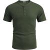 imageCOOFANDY Mens Waffle Henley Short Sleeve Textured T Shirt Casual Button Tee Shirts Heavyweight Henley Summer TopArmy Green