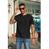 imageCOOFANDY Mens Waffle Henley Short Sleeve Textured T Shirt Casual Button Tee Shirts Heavyweight Henley Summer TopBlack