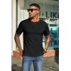 imageCOOFANDY Mens Waffle Henley Short Sleeve Textured T Shirt Casual Button Tee Shirts Heavyweight Henley Summer TopBlack