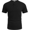 imageCOOFANDY Mens Waffle Henley Short Sleeve Textured T Shirt Casual Button Tee Shirts Heavyweight Henley Summer TopBlack