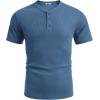 imageCOOFANDY Mens Waffle Henley Short Sleeve Textured T Shirt Casual Button Tee Shirts Heavyweight Henley Summer TopBlue
