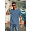 imageCOOFANDY Mens Waffle Henley Short Sleeve Textured T Shirt Casual Button Tee Shirts Heavyweight Henley Summer TopBlue