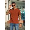 imageCOOFANDY Mens Waffle Henley Short Sleeve Textured T Shirt Casual Button Tee Shirts Heavyweight Henley Summer TopCaramel
