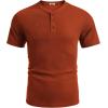imageCOOFANDY Mens Waffle Henley Short Sleeve Textured T Shirt Casual Button Tee Shirts Heavyweight Henley Summer TopCaramel