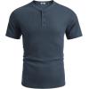 imageCOOFANDY Mens Waffle Henley Short Sleeve Textured T Shirt Casual Button Tee Shirts Heavyweight Henley Summer TopDark Grey