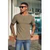 imageCOOFANDY Mens Waffle Henley Short Sleeve Textured T Shirt Casual Button Tee Shirts Heavyweight Henley Summer TopKhaki