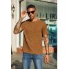imageCOOFANDY Mens Waffle Henley Short Sleeve Textured T Shirt Casual Button Tee Shirts Heavyweight Henley Summer TopLight Brown