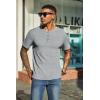 imageCOOFANDY Mens Waffle Henley Short Sleeve Textured T Shirt Casual Button Tee Shirts Heavyweight Henley Summer TopLight Grey