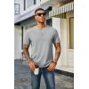 imageCOOFANDY Mens Waffle Henley Short Sleeve Textured T Shirt Casual Button Tee Shirts Heavyweight Henley Summer TopLight Grey