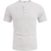 imageCOOFANDY Mens Waffle Henley Short Sleeve Textured T Shirt Casual Button Tee Shirts Heavyweight Henley Summer TopWhite