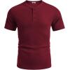 imageCOOFANDY Mens Waffle Henley Short Sleeve Textured T Shirt Casual Button Tee Shirts Heavyweight Henley Summer TopWine Red
