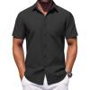 imageCOOFANDY Mens Button Down Short Sleeve Shirt Casual Dress Shirt Untucked Summer Shirts with PocketBlack