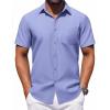 imageCOOFANDY Mens Button Down Short Sleeve Shirt Casual Dress Shirt Untucked Summer Shirts with PocketDenim Blue