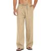 imageCOOFANDY Mens Casual Linen Pants Elastic Waist Linen Pants Drawstring Summer Beach Yoga Linen TrouserA Beige