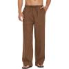 imageCOOFANDY Mens Casual Linen Pants Elastic Waist Linen Pants Drawstring Summer Beach Yoga Linen TrouserA Brown