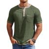 imageCOOFANDY Mens Henley Shirts Short Sleeve Casual Button TShirts Basic Tee Shirts Summer Vintage T Shirts with PocketArmy Green