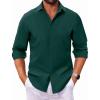 imageCOOFANDY Mens Long Sleeve Button Down Shirts Casual Untucked Dress Shirt Beach Wedding ShirtsDark Green