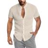 imageCOOFANDY Mens Muscle Fit Dress Shirts Banded Collar Casual Button Down ShirtsKhaki