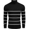 imageCOOFANDY Mens Ribbed Slim Fit Knitted Pullover Casual Turtleneck SweaterStripedblack