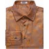 imageCOOFANDY Mens Silk Satin Dress Shirt Long Sleeve Floral Printed Shirt Paisley Button Down Shirts for Wedding Party PromLight Brown