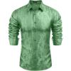 imageCOOFANDY Mens Silk Satin Dress Shirt Long Sleeve Floral Printed Shirt Paisley Button Down Shirts for Wedding Party PromLight Green