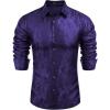 imageCOOFANDY Mens Silk Satin Dress Shirt Long Sleeve Floral Printed Shirt Paisley Button Down Shirts for Wedding Party PromPurple