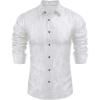 imageCOOFANDY Mens Silk Satin Dress Shirt Long Sleeve Floral Printed Shirt Paisley Button Down Shirts for Wedding Party PromWhite