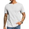imageCOOFANDY Mens Waffle Henley Short Sleeve Textured T Shirt Casual Button Tee Shirts Heavyweight Henley Summer TopWhite